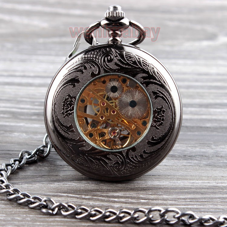 Classic Elegant Hand Wind Vintage Unique Retro Pendant Classic Steel Mechanical Pocket Watch P188