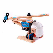 Free shipping! Baby Traffic Car Toy DIY Assemble Helicopter Remove the Assemble Toys Kids Educational Game Toy Wooden Toys