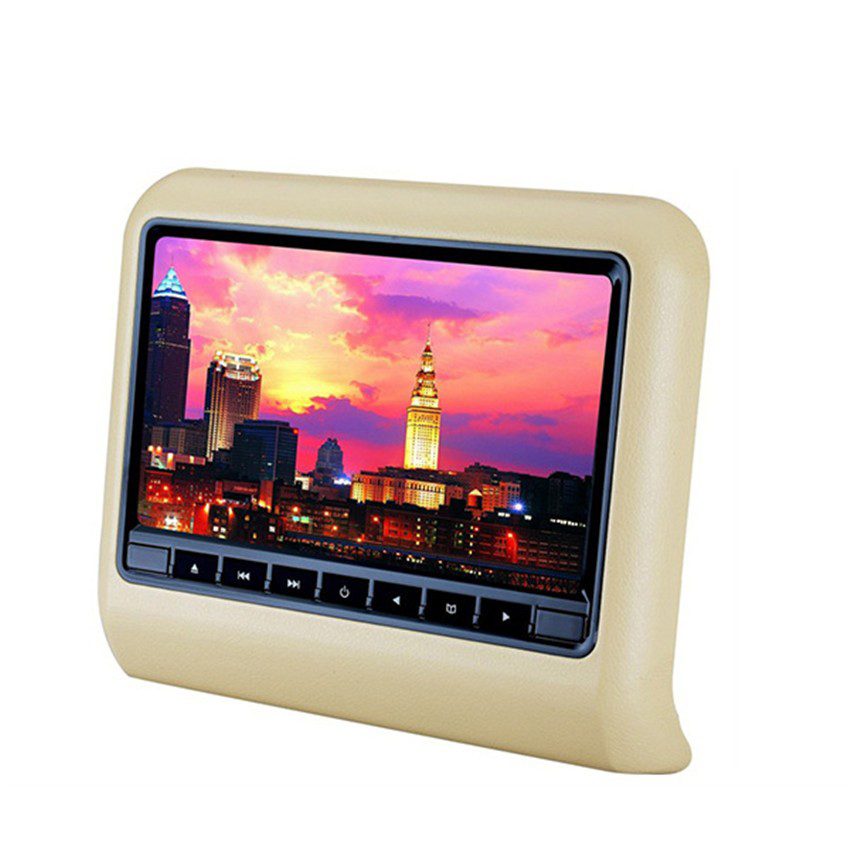 Car car with head and pillow screen 9 inch high-definition LCD screen plug-in head DVD display play games with speakers