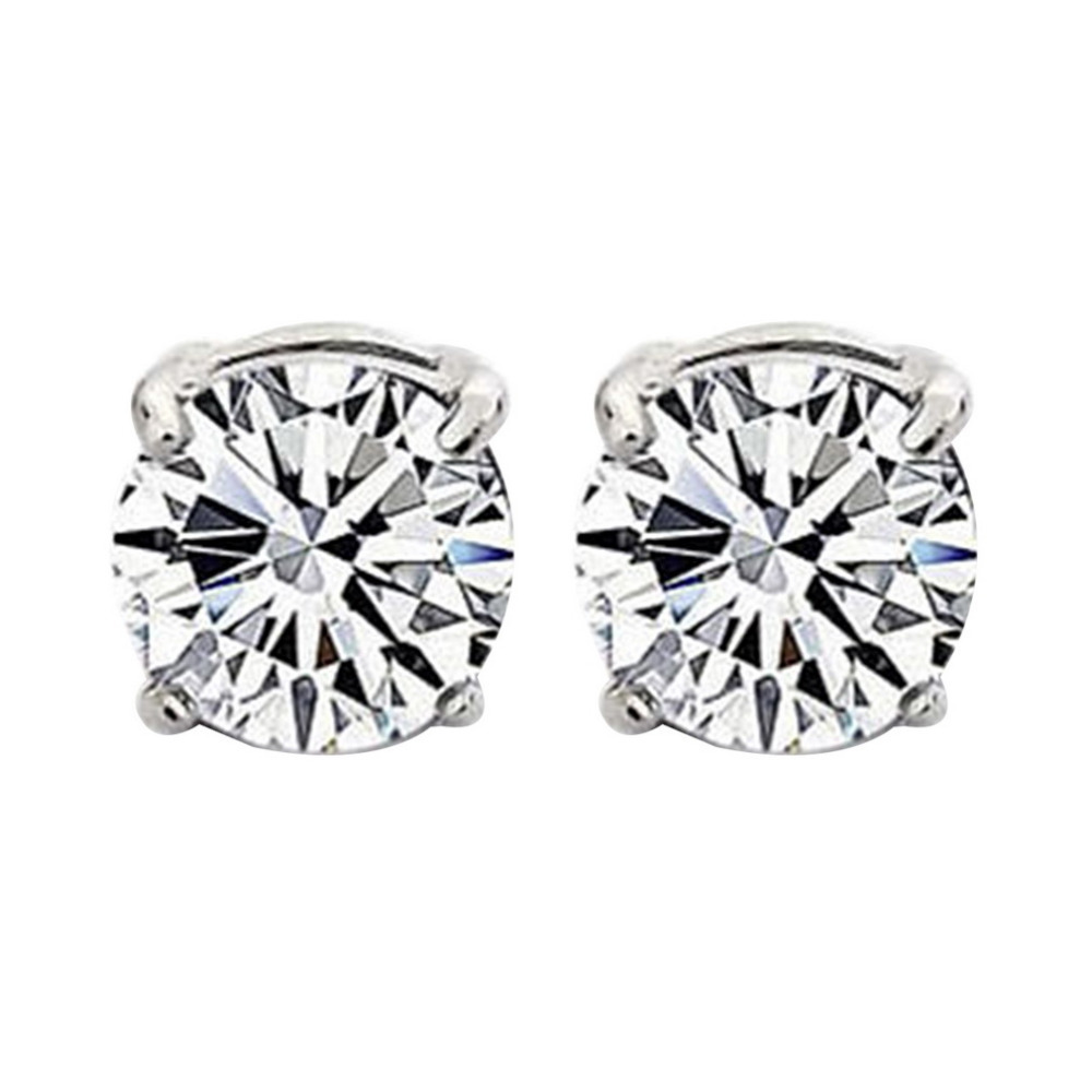 1 Pair Stylish Unisex Valentine's Day Clear Crystal Magnet Earring Men's stud Earrings Clear 4 Claw