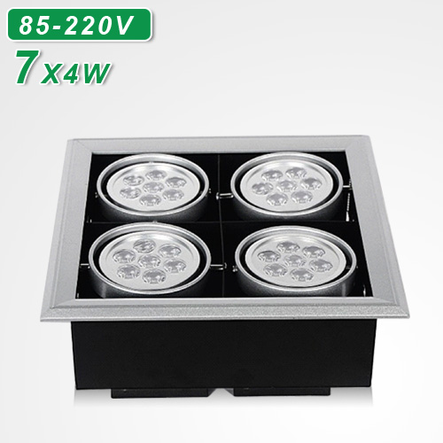 Фотография Double spotlights holes4 * 7w led venture Ceiling backdrop Grille Lamps 110-220V 21W Dimmable rectangle