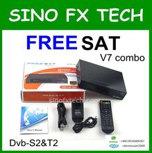 Free 1080p DVB-S2&T2 freesat V7 combo set top box Support PowerVu Biss Key Cccam Youtube for russia brazil spain franch germany