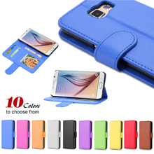 PU Leather Case For Samsung Galaxy S6 Edge G925 Plain Weave Photo Frame Cover Wallet Style Stand Flip Card Slots For S6 Edge