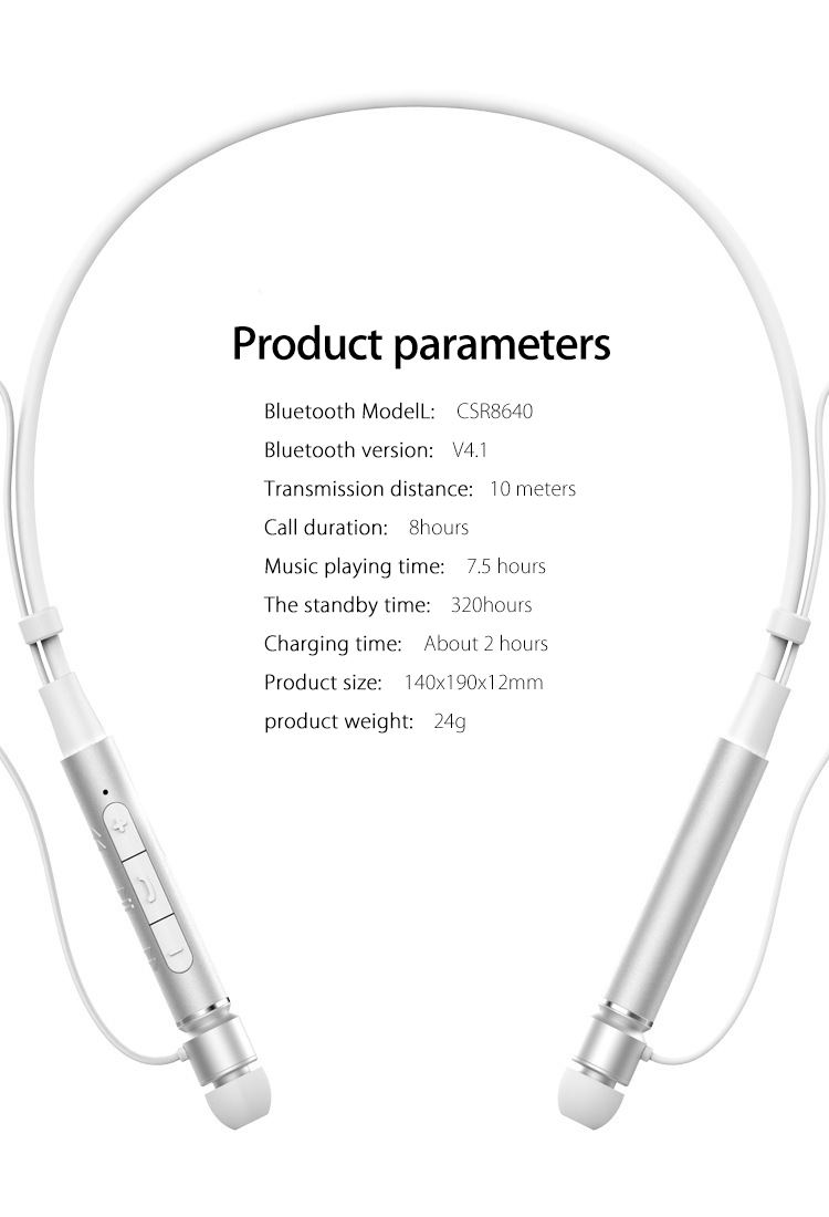 Z6000 Tali Leher Bluetooth Headset Olahraga Earphone Hifi Stereo