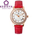 KEDIEYA Watches Women Zircon Diamond Mother of Pearl Waterproof Quartz Watch Ladies Watches Rose Gold Red