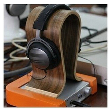 High quality walnut headset receiver stand headphone stand free shipping, elegent U-type wooden earphone display rack
