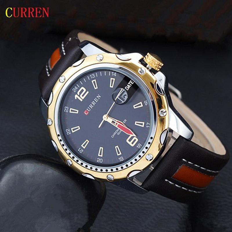 2015 Hot CURREN 8104 Men Watches Top Brand Luxury Wristwatches Men Military Leather Sports Watch Auto