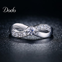 Fashion Infinity rings White Gold Plated jewelry for women CZ diamond wedding engagement bijoux Fashion Accessories gift DR023