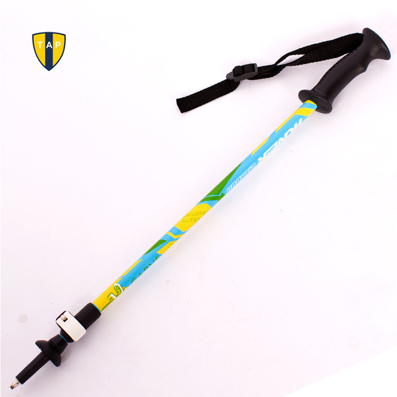 Ultra light Adjustable Telescopic Children Walking Stick Hiking Climbing Camping Trekking Pole Carbon Fiber Alpenstock Blue