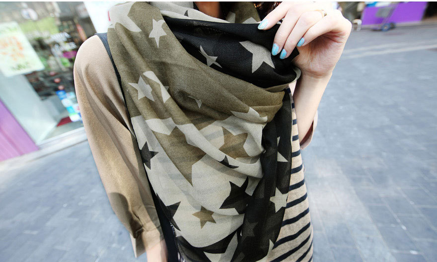 1 PCS Fashion chiffon big star style font b chequered b font with black and white