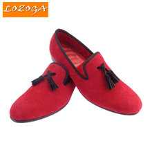 Classic men’s shoes velvet fashion dawdler shoes red shoes flat tassel top quality leisure shoes brand loafers free shipping