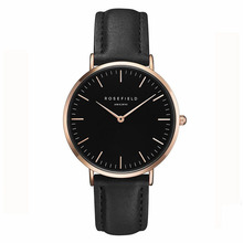 ROSEFIELD Watch Golden Genuine Leather Quartz Movement Water Resistant 3ATM Watch Women Dress Men Sports Famous Brand Watch
