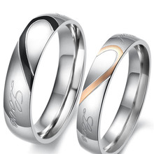 Stainless Steel Ring Real Love Heart Couples Promise Engagement Wedding Rings