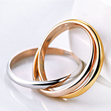 Brand Luxury White Rose Gold Plated Triple Tone Tri Roll Links Top Classic Design Wedding Band