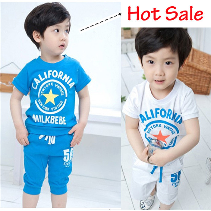 2015 New children clothing set stars boys clothing sets summer Boys baby sets t shirt short