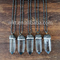 Wholesale Rhinestone crystal beads paved raw crystal quartz point boho necklace Beautiful gypsy bohemian necklace