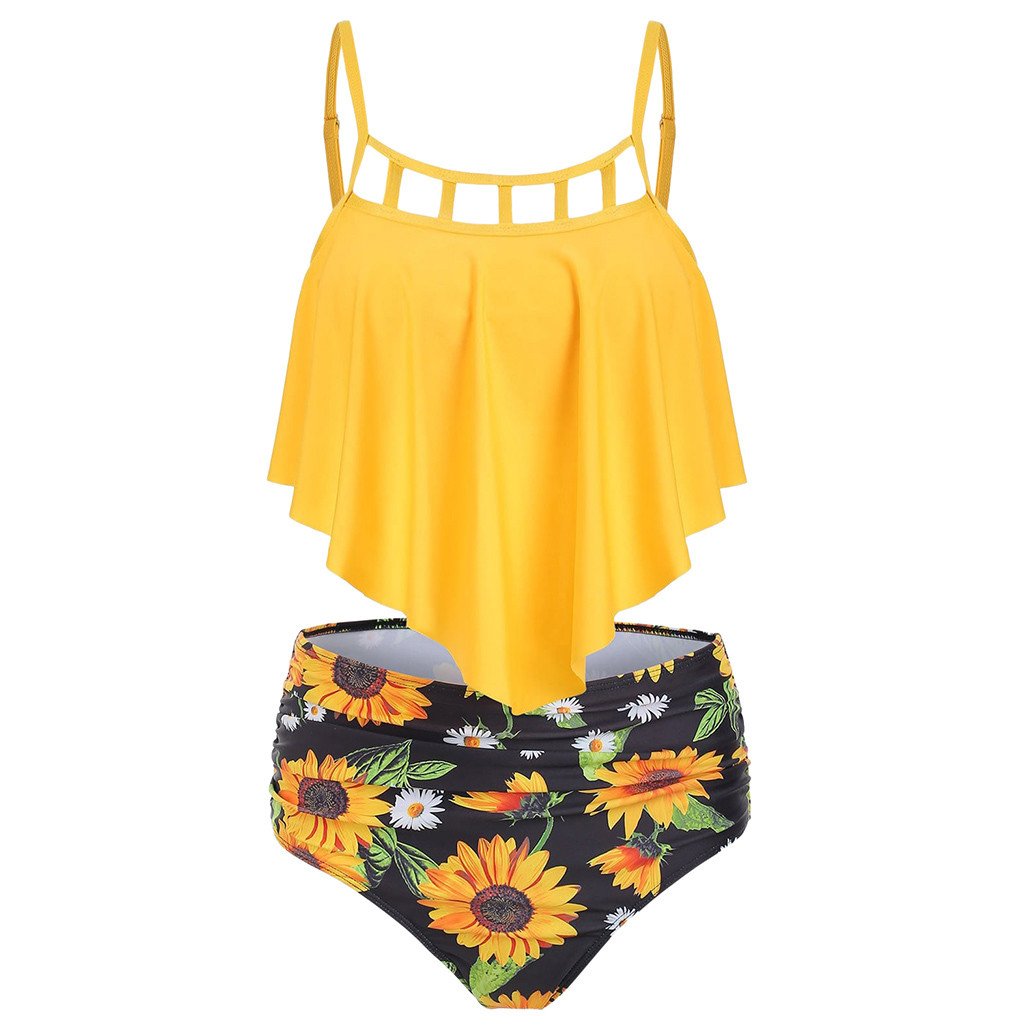 two piece yellow swimsuit