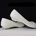 white pearl wedges wedding shoes bridal dress shoes shallow mouth big plus size 35 44