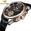 HOT BINSSAW brand luxury Mens watches Automatic mechanical watch tourbillon clock leather Casual business wristwatch relojes