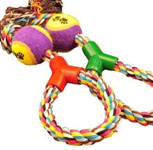 Braided Rope Tennis Ball Grinding Clean Teeth Playing Chew Exercise Toy for Pet