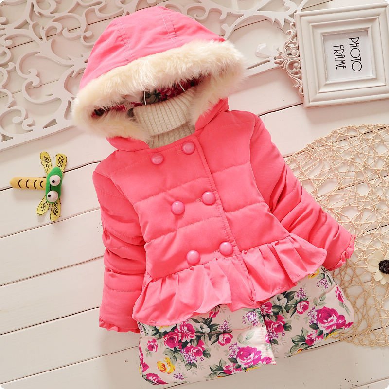 Baby girls winter coats children clothing for girls kids hooded jackets baby cute outerwear fashion autumn& winter kids jackets