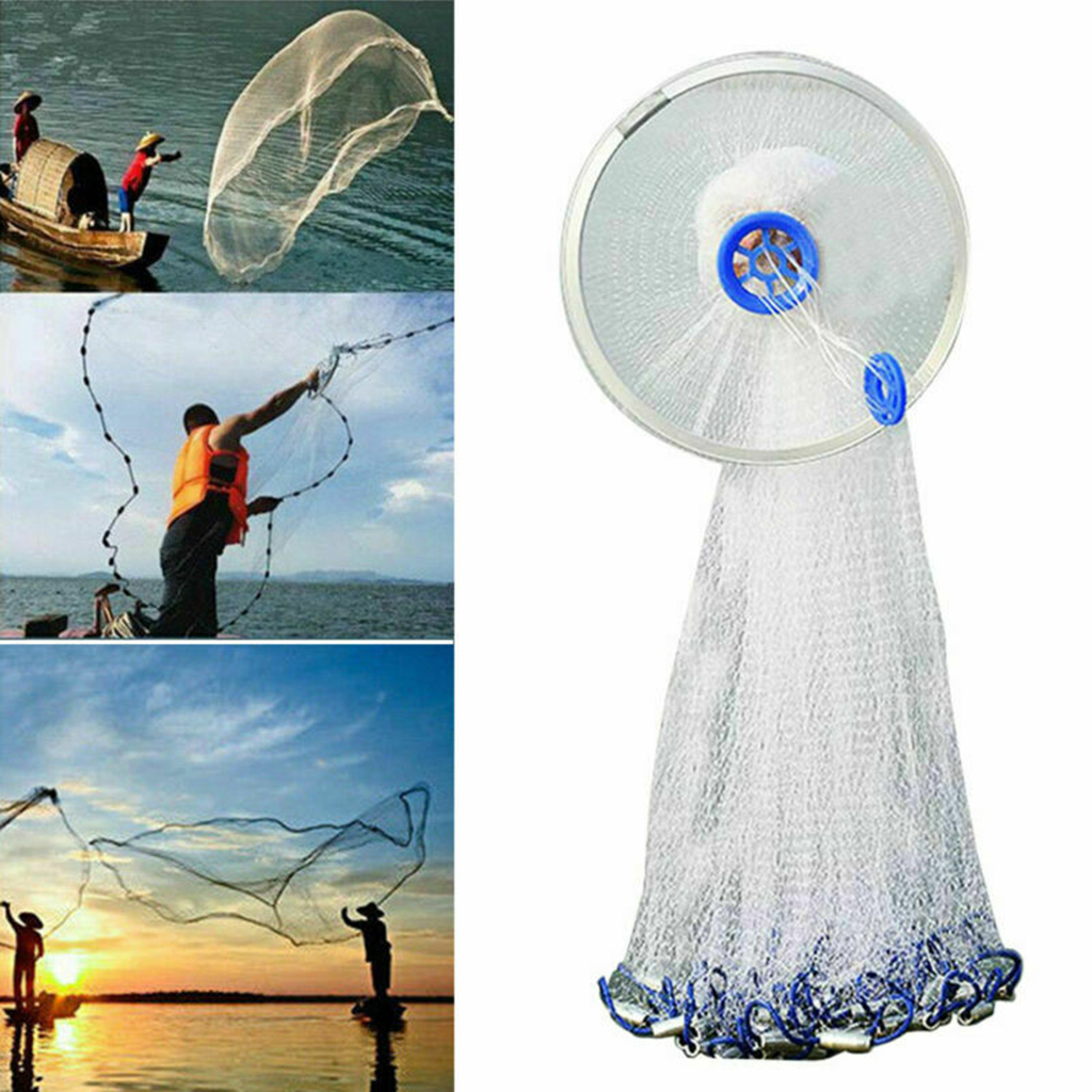 Fishing Mesh Easy Throw Hand Cast Saltwater Bait Fish Casting Net Foldable