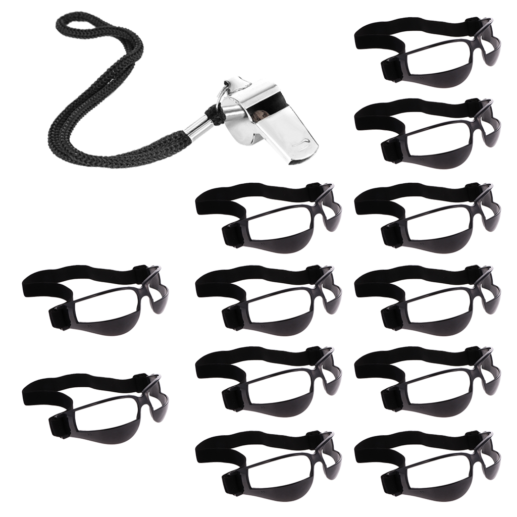 12pcs Basketball Dribble Goggles Sport Eyewear Training Supplies Whistle 