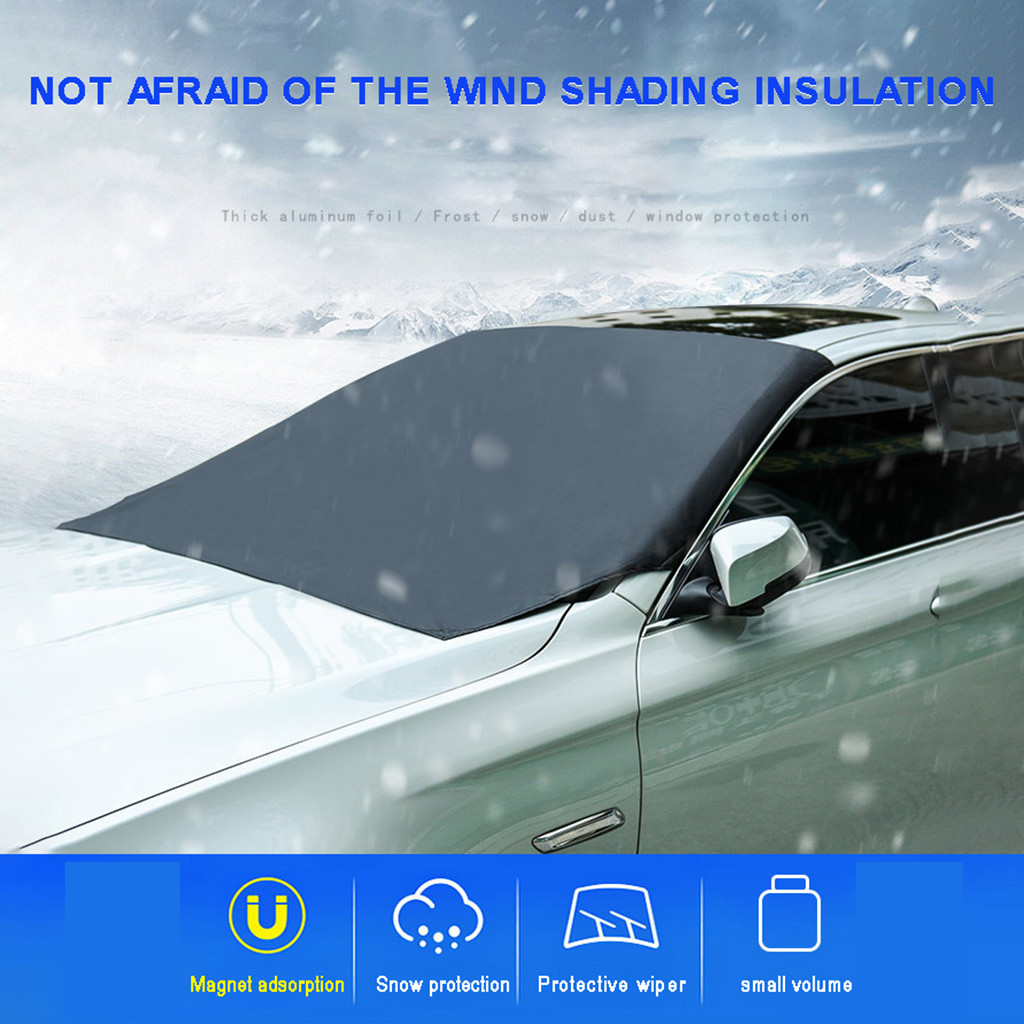 Black Front Gear Glass Antifreeze Cover Coated Silver Cloth Block 210T Windshield Snow Suitable For Any Car Truck SUV Truck Car Snow Cover