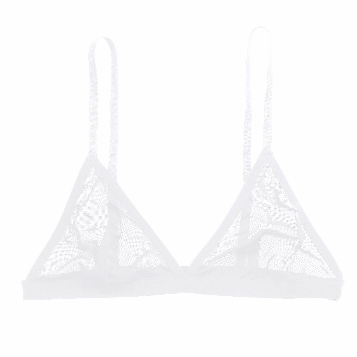 Description Picture 4 of itemWomens Sheer Mesh Transparent Wireless Unlined Bra Tops Sexy Triangle Bralette Balconette Comfortable Brassiere Underwear