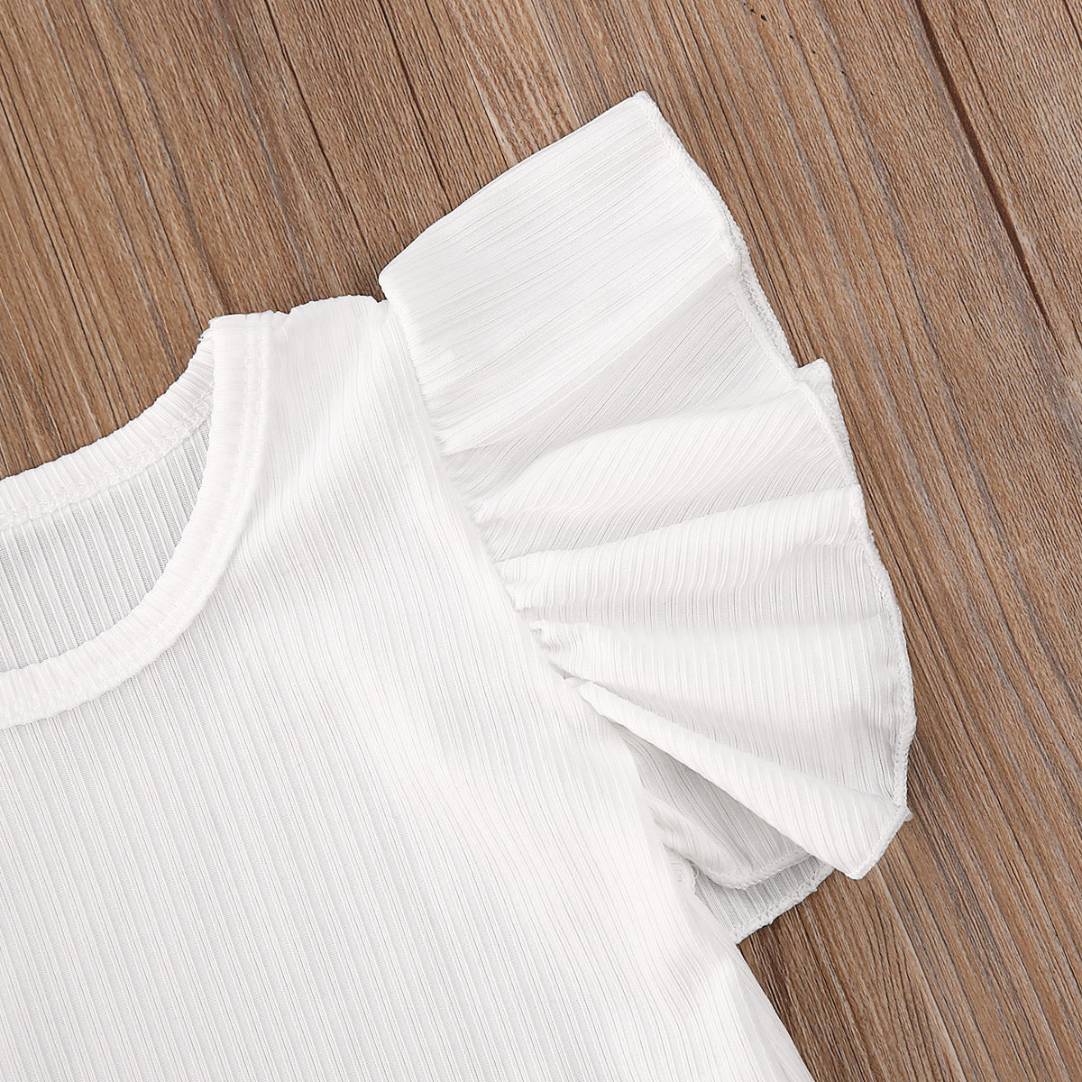 Description Picture 6 of item2020 Baby Summer Clothing Newborn Infant Baby Girl Cotton Jumpsuit Bodysuit Short Sleeve Clothes Set Solid Ribbed Sunsuit