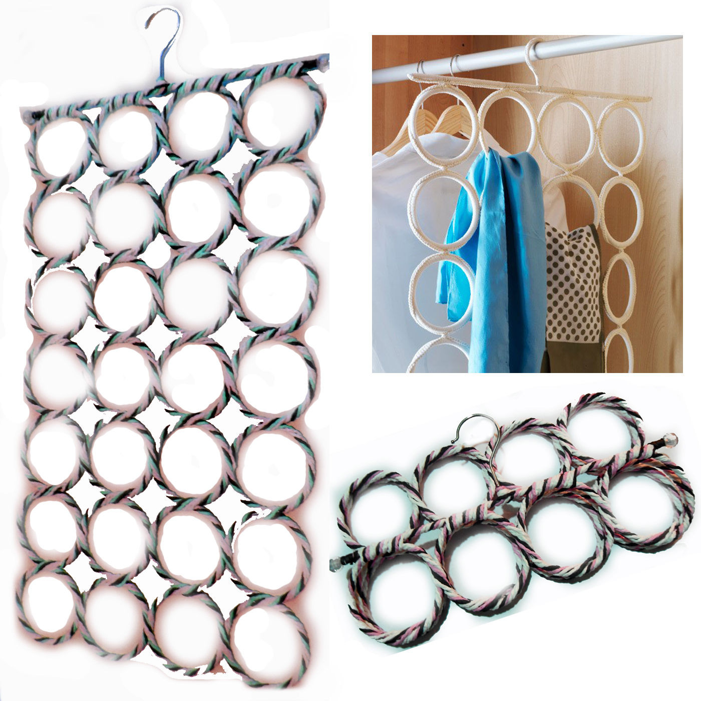 Multi Scarf Hanger Circular Wardrobe Space Organiser Scarves Ties Belt Storage . 