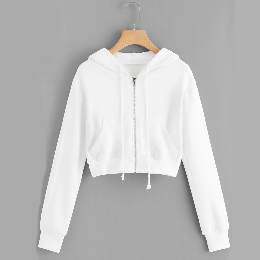 zip up crop top hoodie