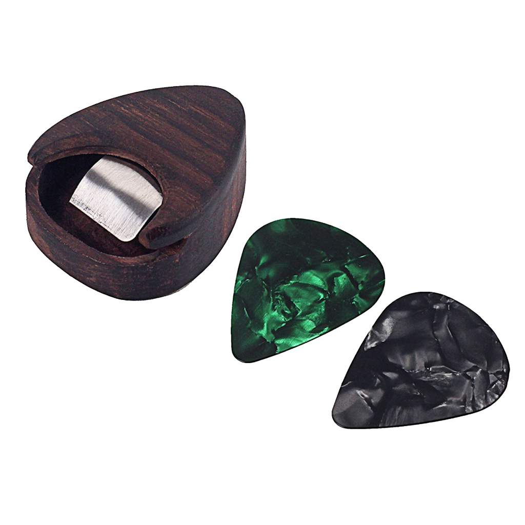 Description Picture 4 of itemRose Wood Guitar Pick Plectrum Box Holder For String Instrument Dark Brown