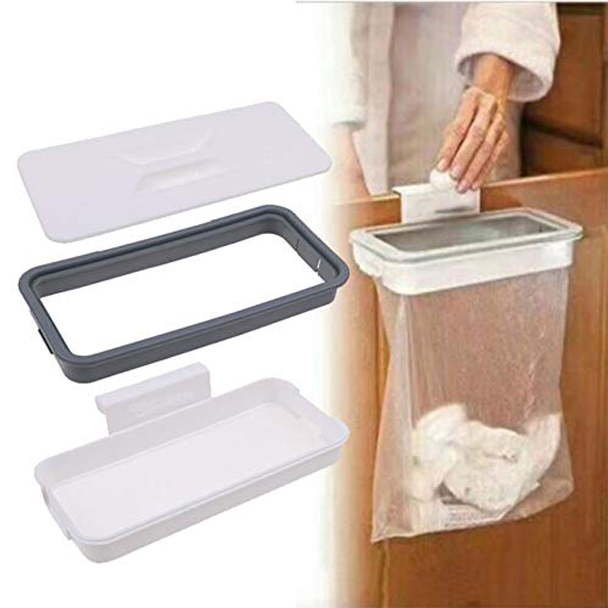 Kitchen Waste Bag Holder Hanging Rubbish Trash Carrier Bin Bag Cupboard Hanger