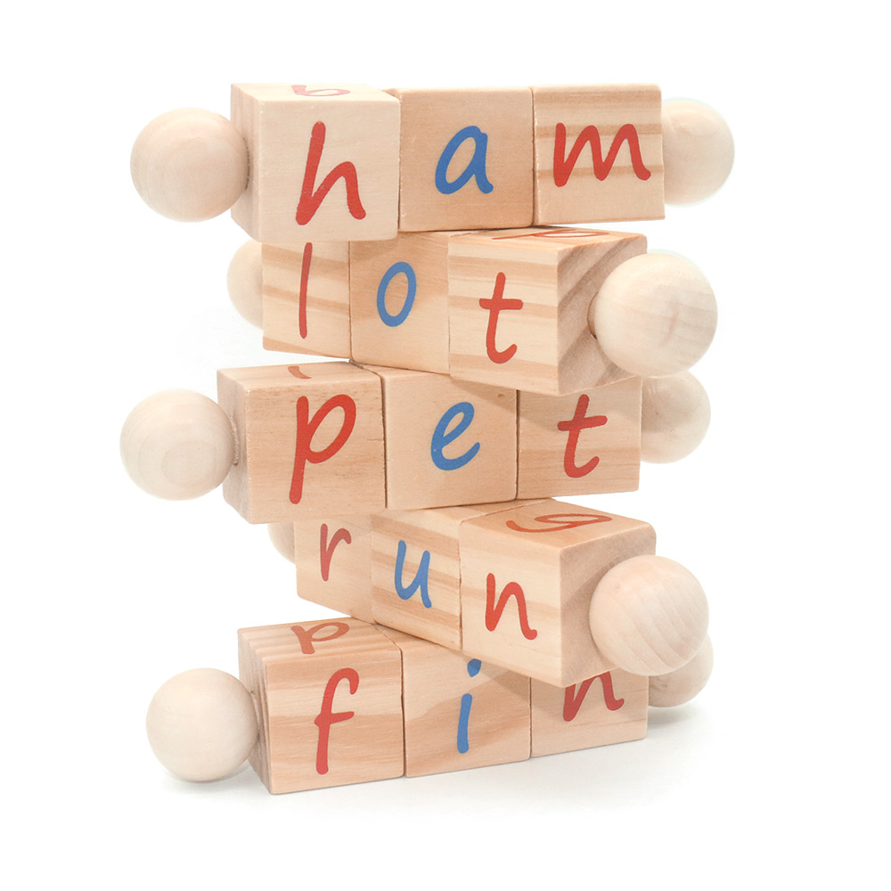 5 Educational Spinning Alphabet Manipulative Blocks for Children w// Easy-Grip Handles Wooden Reading Blocks | Sets of Fun STEM /& Montessori Approved Toy for Pre-Kindergarten Boys /& Girls Gift