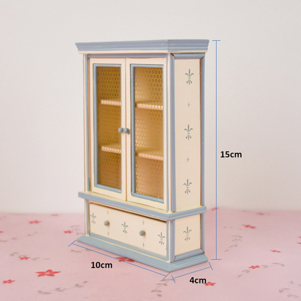 1/12 Dollhouse Miniature Furniture Wood Cabinet Bookcase Bookshelf DIY Accessory 