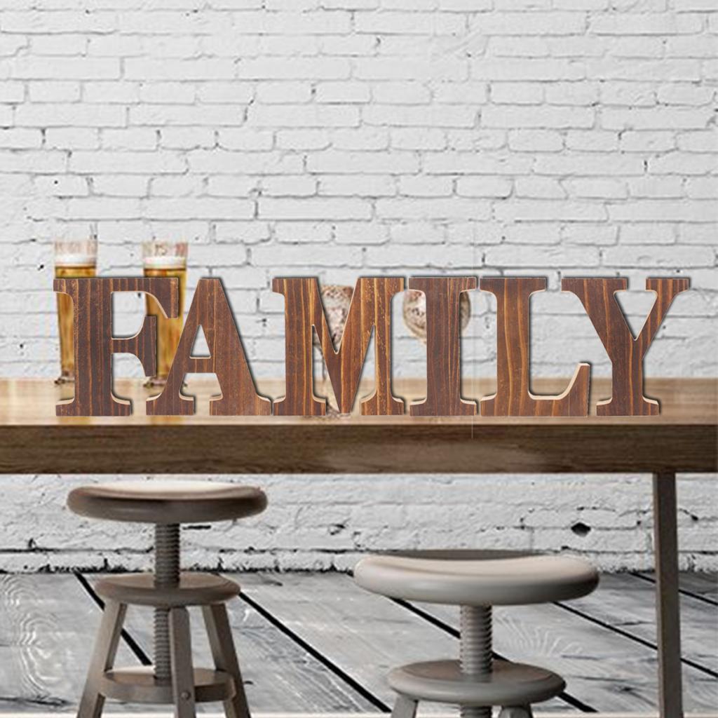 Wooden Family Decorative Sign Standing Cutout Word Decor Wooden
