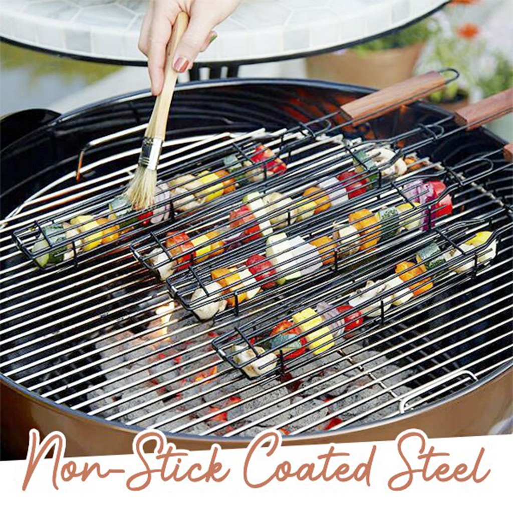 BBQ Grilling Basket Steel Nonstick Barbecue Clip Grill Kitchen Tools M5U4 