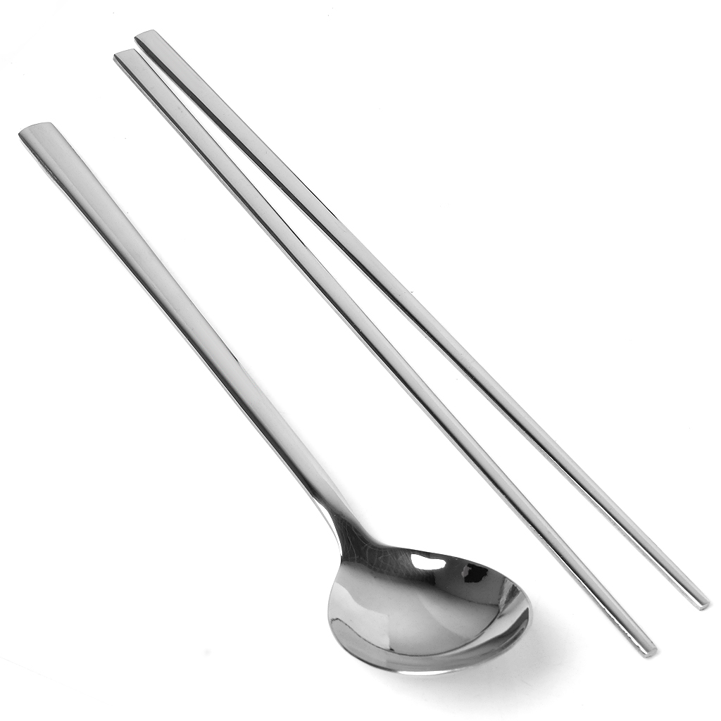 2 X\Set Korean Environmental Stainless Steel Chopsticks&Spoon Dinnerware Sets 
