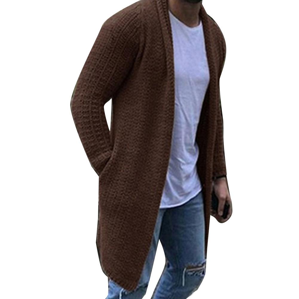 Suéter tipo cárdigan con frente abierto para hombre, cárdigan de punto de  color puro, cárdigan de punto con bolsillo para hombre, cárdigan de punto