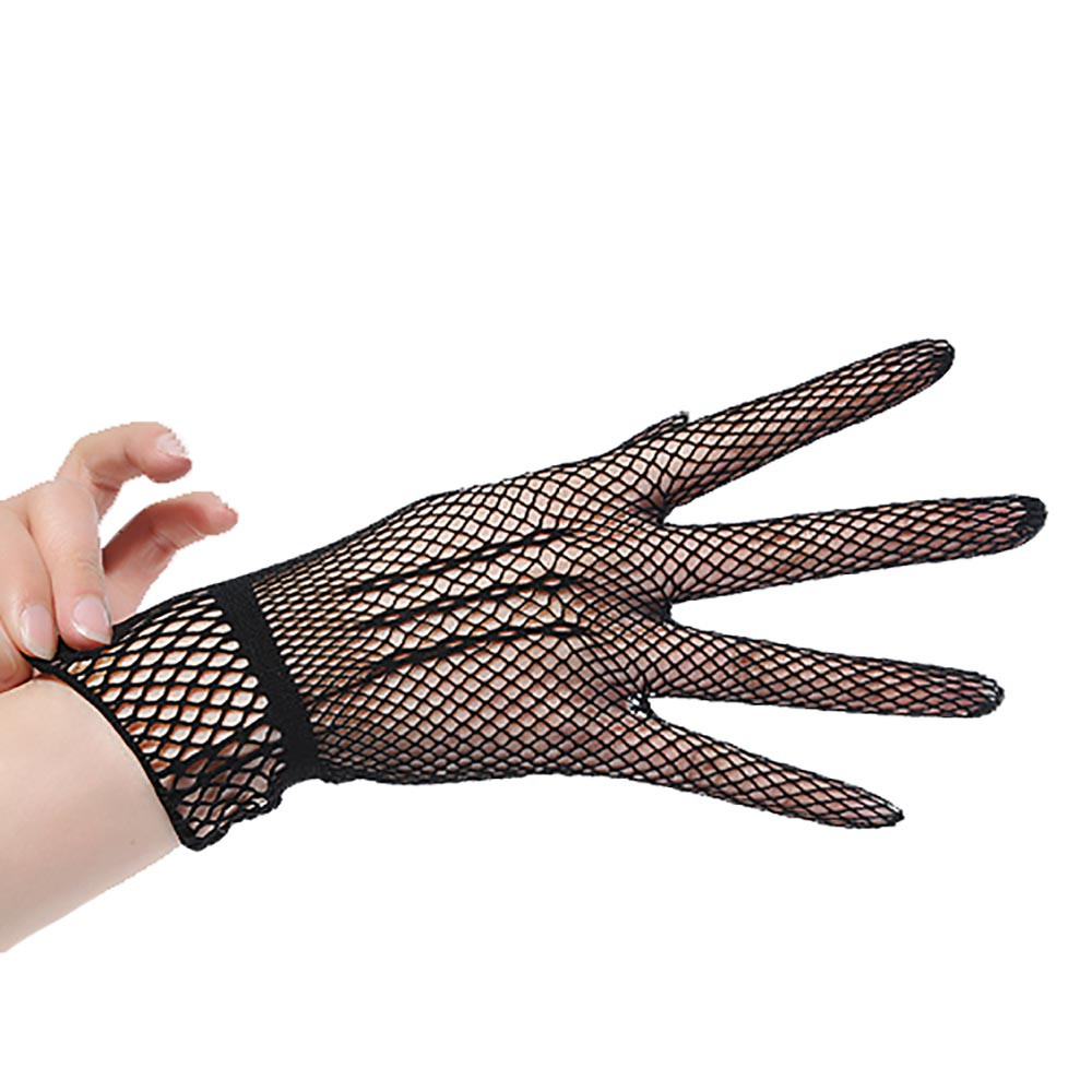 CHIDY Womens Gloves Wrist Ladies Summer UV-Proof Wedding Bridal Evening Party Dress Mesh Fishnet UV-Proof Lace High Elastic Mittens Gloves Costume