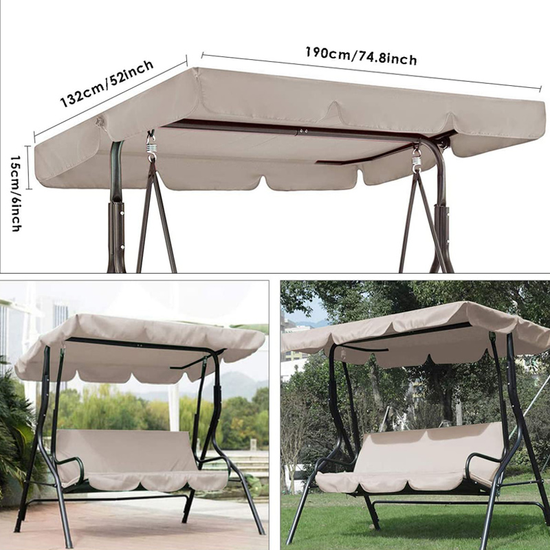Swing Seat Cover 3 Seaters Patio Swing Cushion Cover Replacement Porch Swing Top Cover Chair Cover for Garden Outdoor Swing Hammock 150x150x10cm