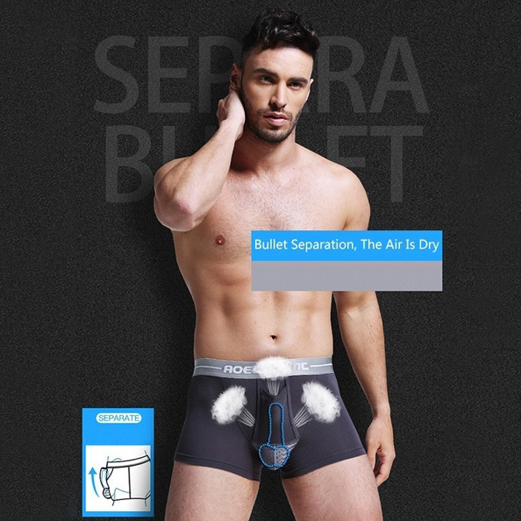 Men’s Breathe Underwear Bullet Separation Scrotum Physiological Underpants Plus