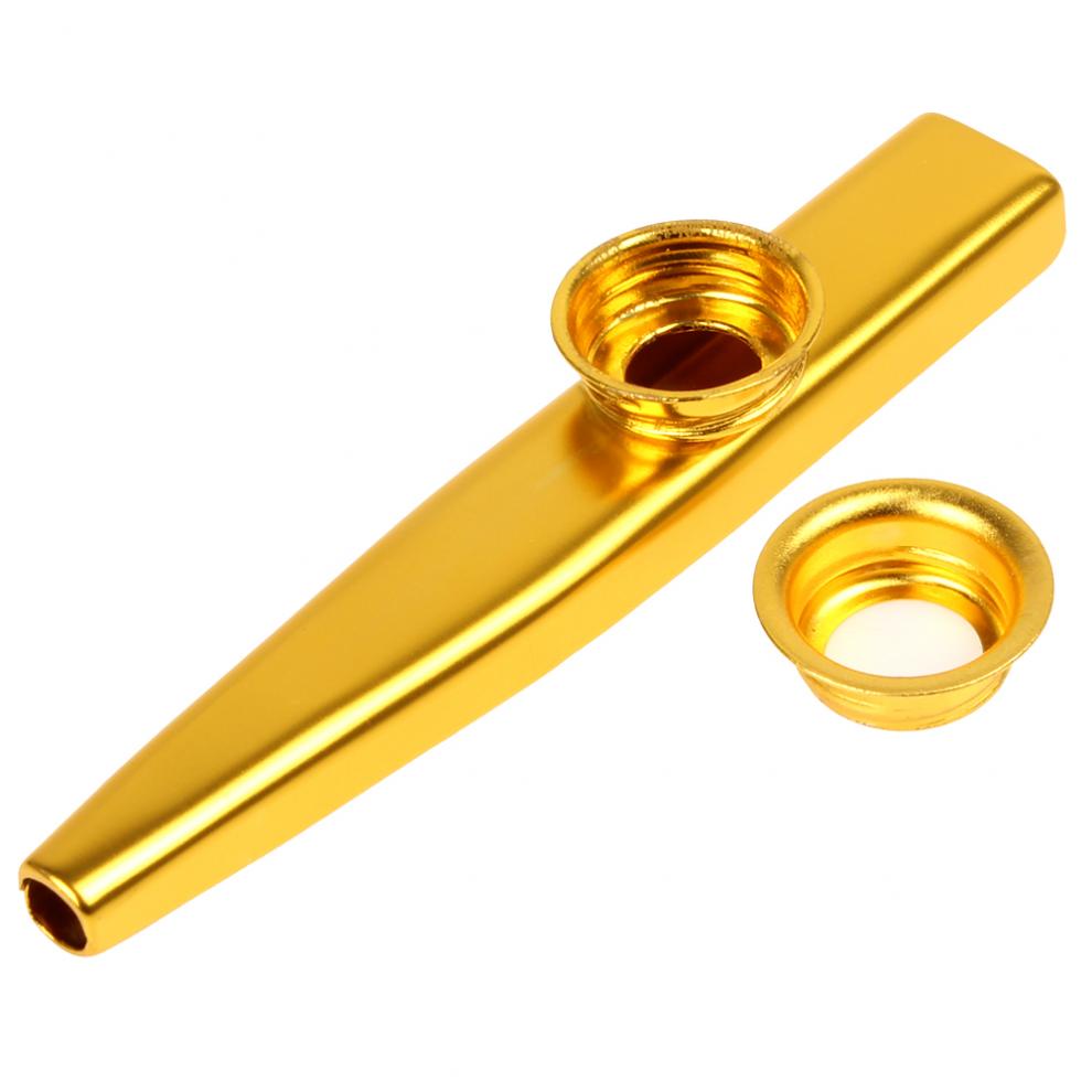 goldene LEXPON Kazoo Aluminiumlegierung Metal mit 5 Stken Floeten Diaphragma Geschenke fuer Kinder Musikfreunde