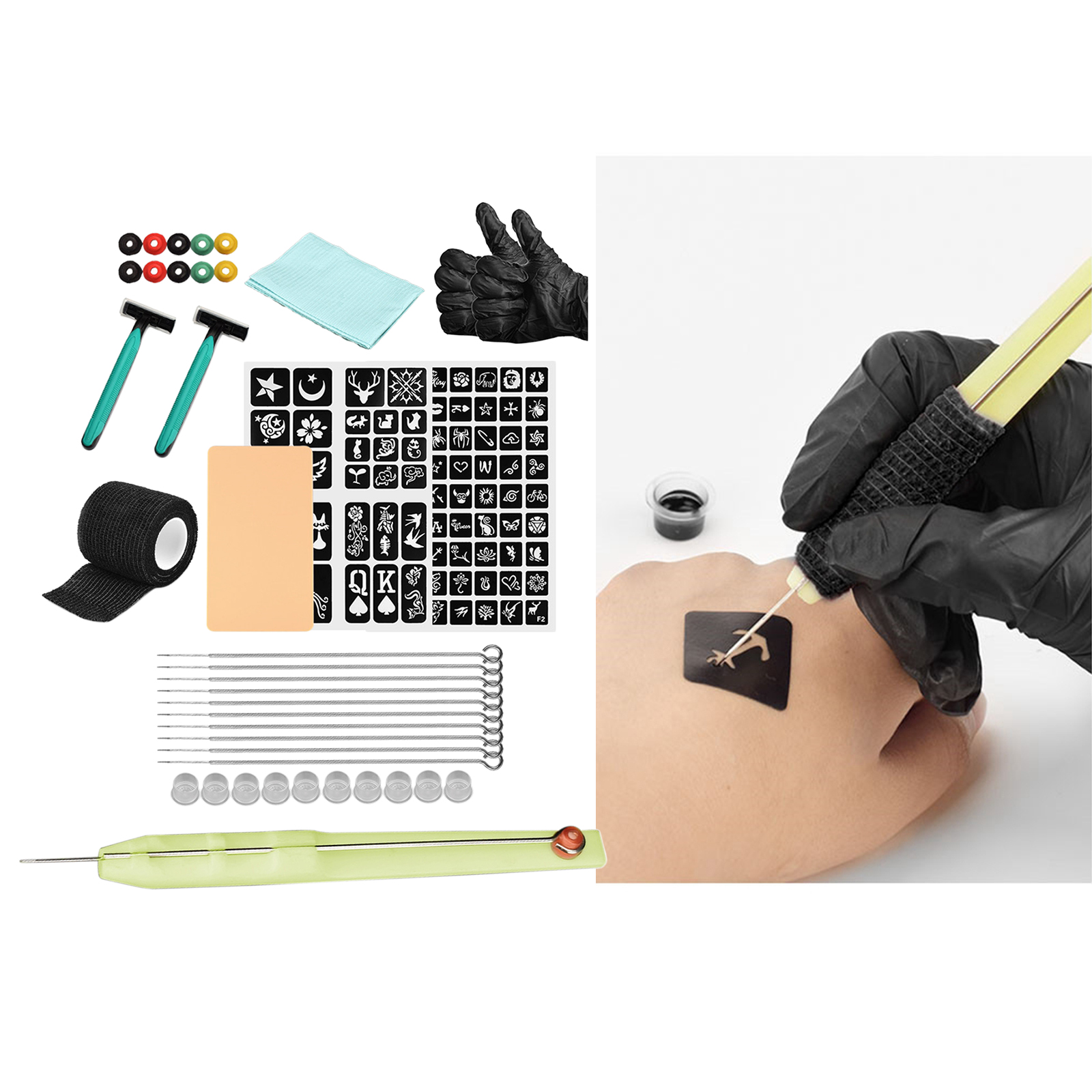 Needles and Poke Tattoo Tool Kit - Clean & Safe Hand Poke Tattoos - DIY Tattoo Tool Kit Easy to Operate