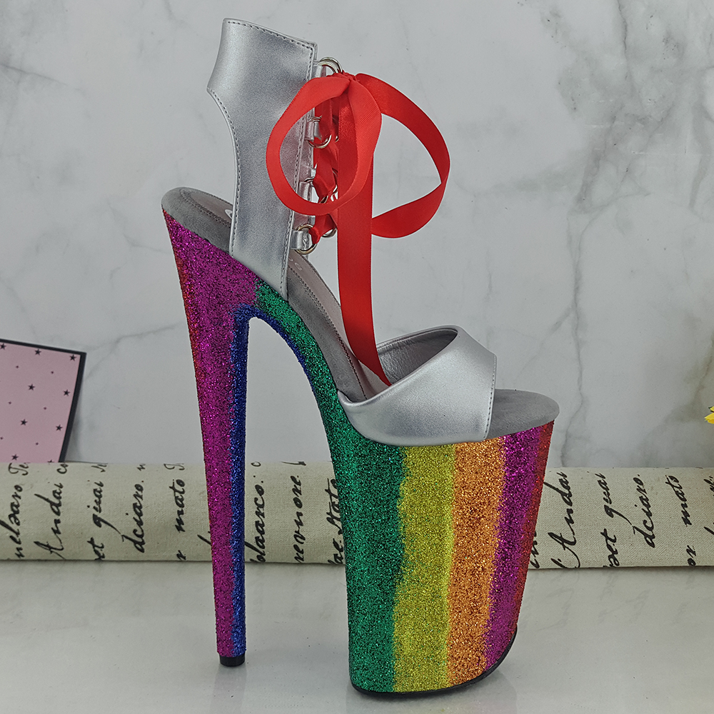 Leecabe 9inches Rainbow Platform Shoes Sexy Dance Shoes 23