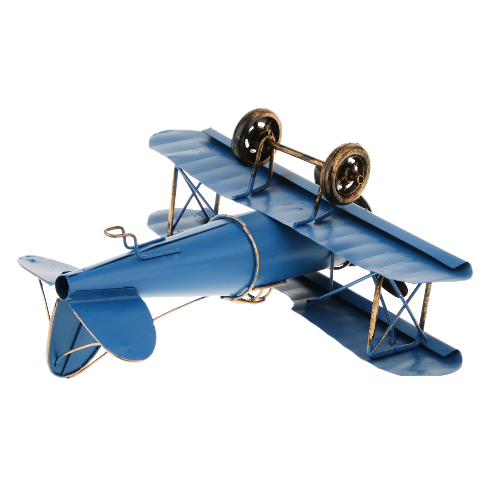2x Collectible Retro Metal Biplane Model Plane for Kids Children Toy Gift