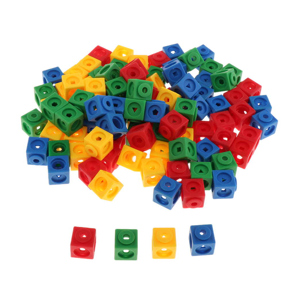 100 x 2cm Maths Link Cubes Interlocking Snap Cubes Counting Snap Blocks Toy ERUK 