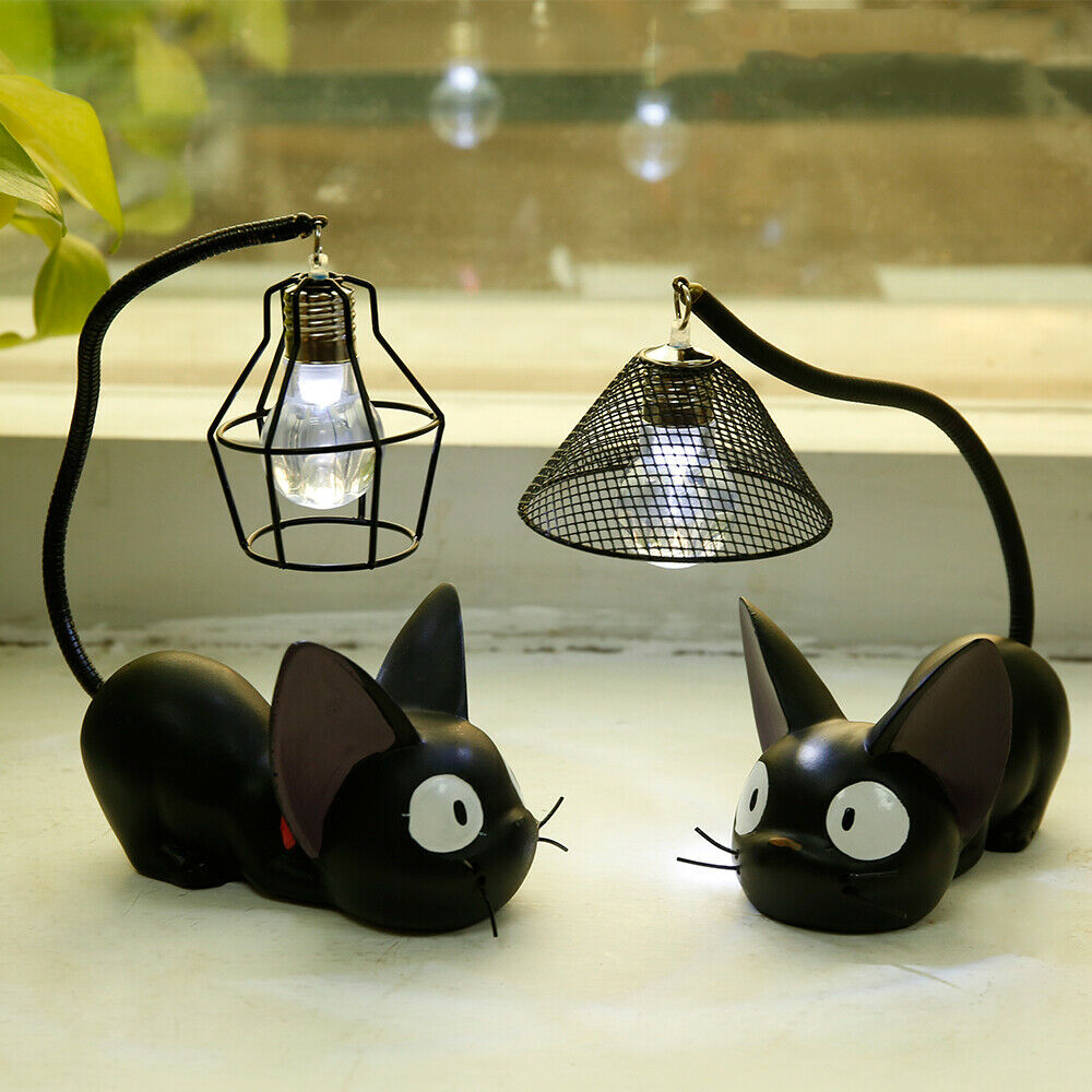 Mini Cat Desk Lamp Stand Gift Home Decor Ornament Room Figurines Small Black New 