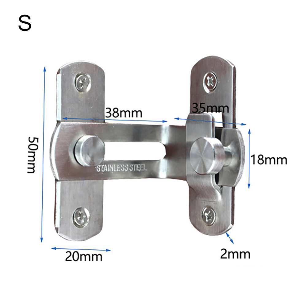 1pc 90 Degree Stainless Steel Hasp Latches Sliding Door Chain Lock Security Tool